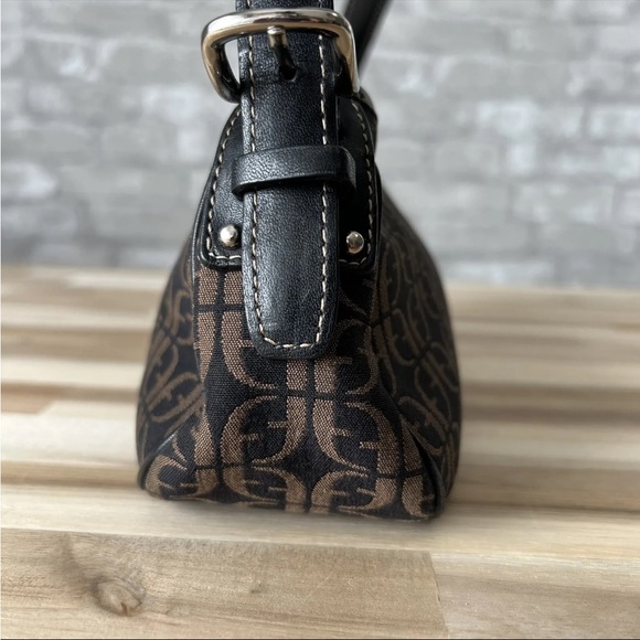 Vintage Y2K Fossil Shoulder Bag All Over Print Black and Brown Canvas - Picture 4 of 12